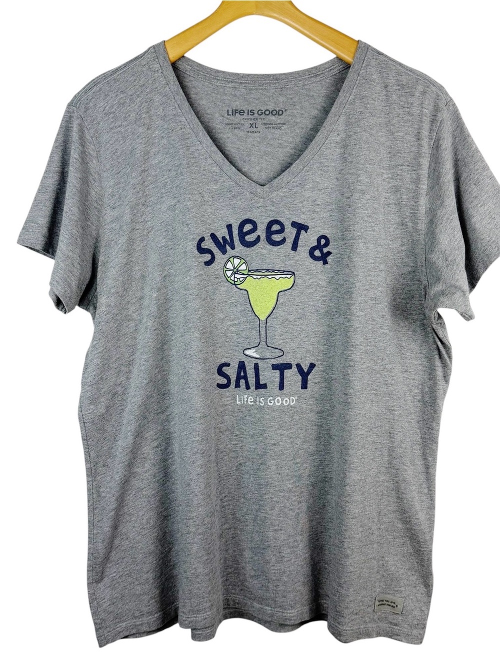 Life is Good Sweet & Salty Margarita Crusher Tee Heather Gray Size XL